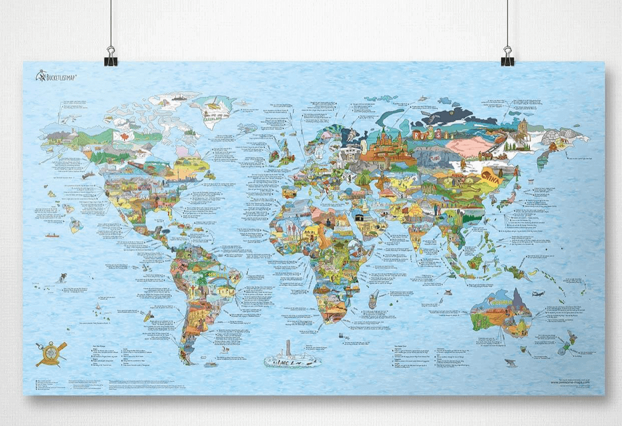 Awesome Maps Bucket List - Best travel gift ideas under $50 that are actually useful
