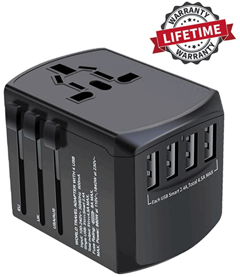 Worldwide travel adapter - Best travel gift ideas under $50 that are actually useful