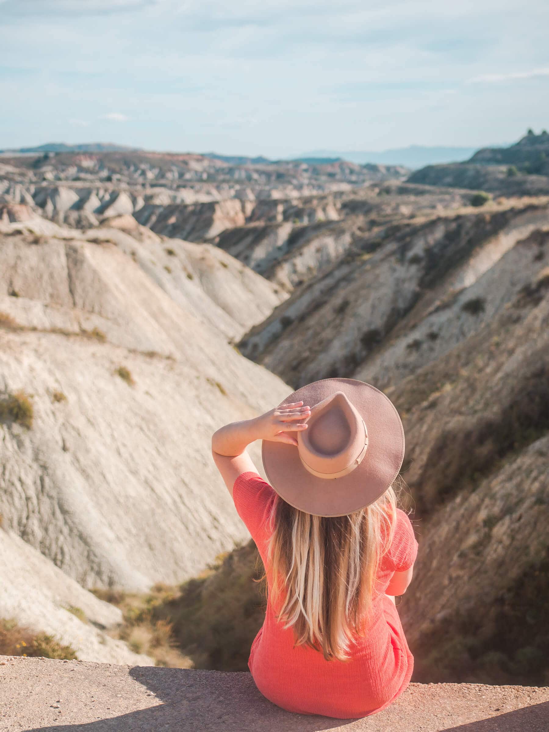 Barrancos de Gebas (also known as the Lunar Badlands) in Murcia, one of Spain's most beautiful natural wonders. One of the top things to do in Spain #murcia #spain #bucketlist #naturalwonder