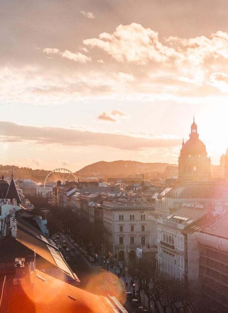 Sunset view from 360 Igloo Bar in Budapest. We got there using our Budapest Card, here is how much we saved.