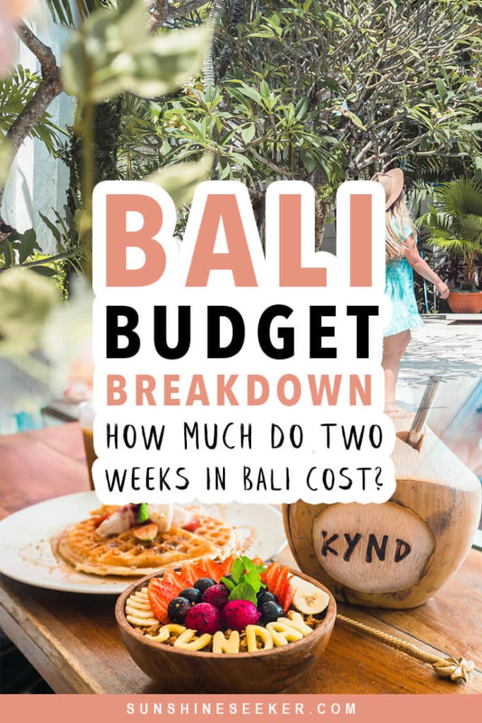 Are you wondering how much you should budget for two weeks in Bali? Click through to find out exactly how much I spent on accommodation, food, transport, shopping and activities in my daily Bali budget breakdown #bali #canggu #uluwatu #legian #eastbali #budget #travelinspo