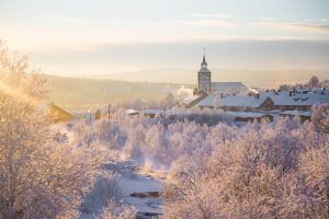 The beautiful mining town of Røros in Norway during winter