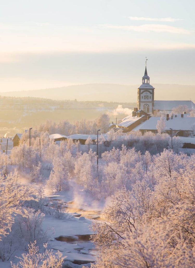 The beautiful mining town of Røros in Norway during winter