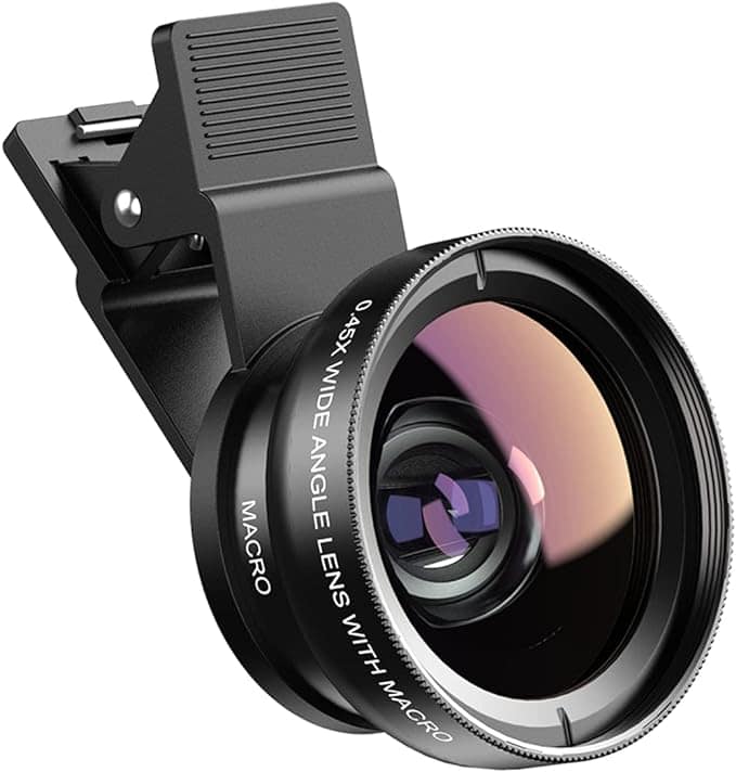 2 in 1 clip on camera lens for phones, macro and wide angle. The perfect gift idea under $50 for travelers.