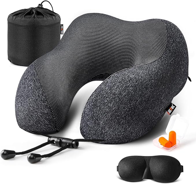 Best memory foam travel neck pillow - The perfect travel gift idea for him and her under $50.