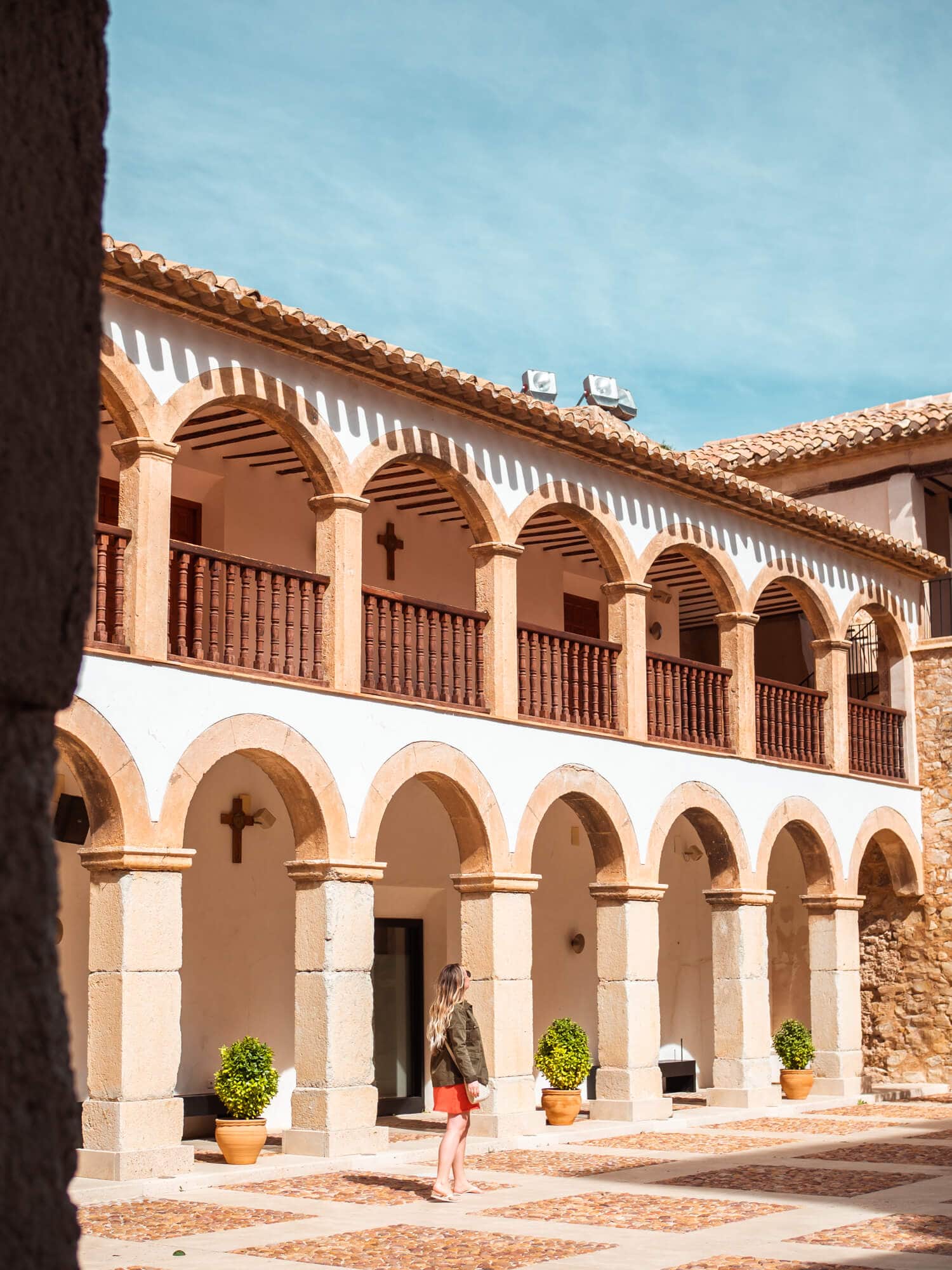 Inside the courtyard of Basílica de la Vera Cruz in Murcia, Spain