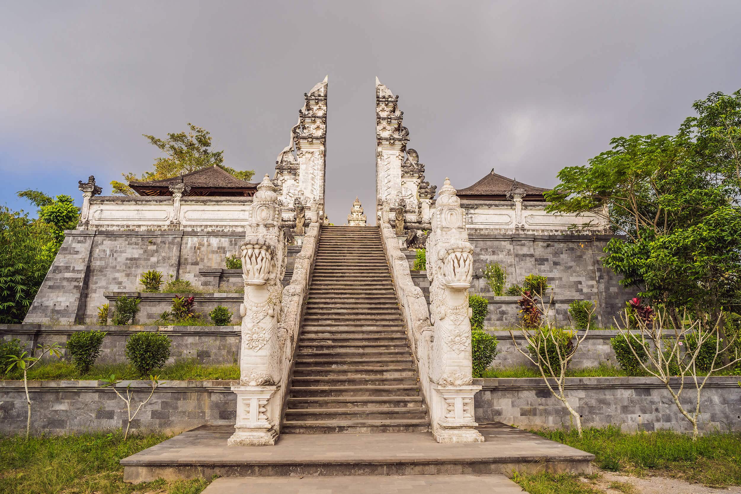Gates of Heaven at Pura Lempuyang temple in Bali seen from the opposite side. Alternative photo spot