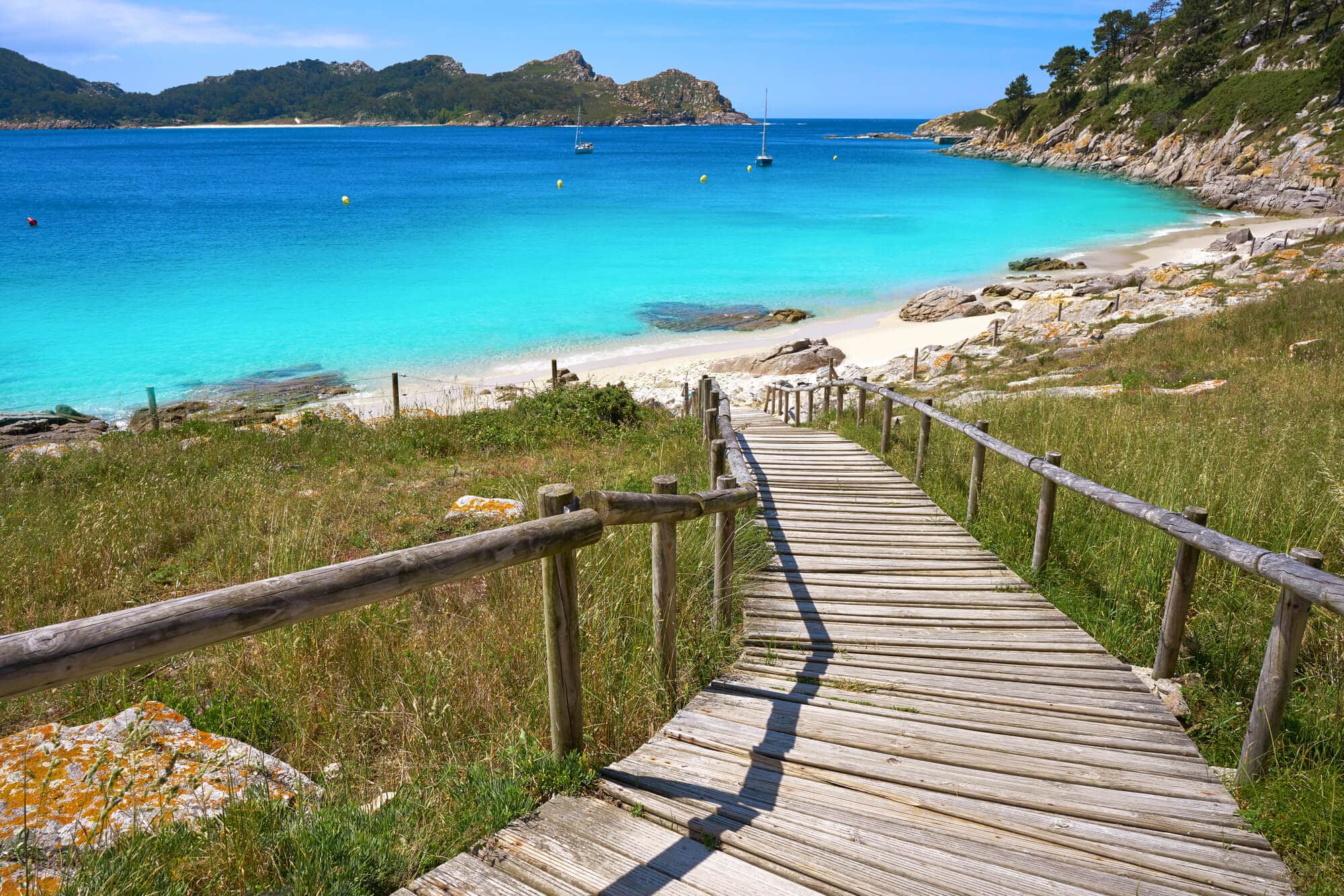 The beautiful white Nostra Senora beach on the island of Vigo, Cíes Islands - The Ultimate Spain Bucket List