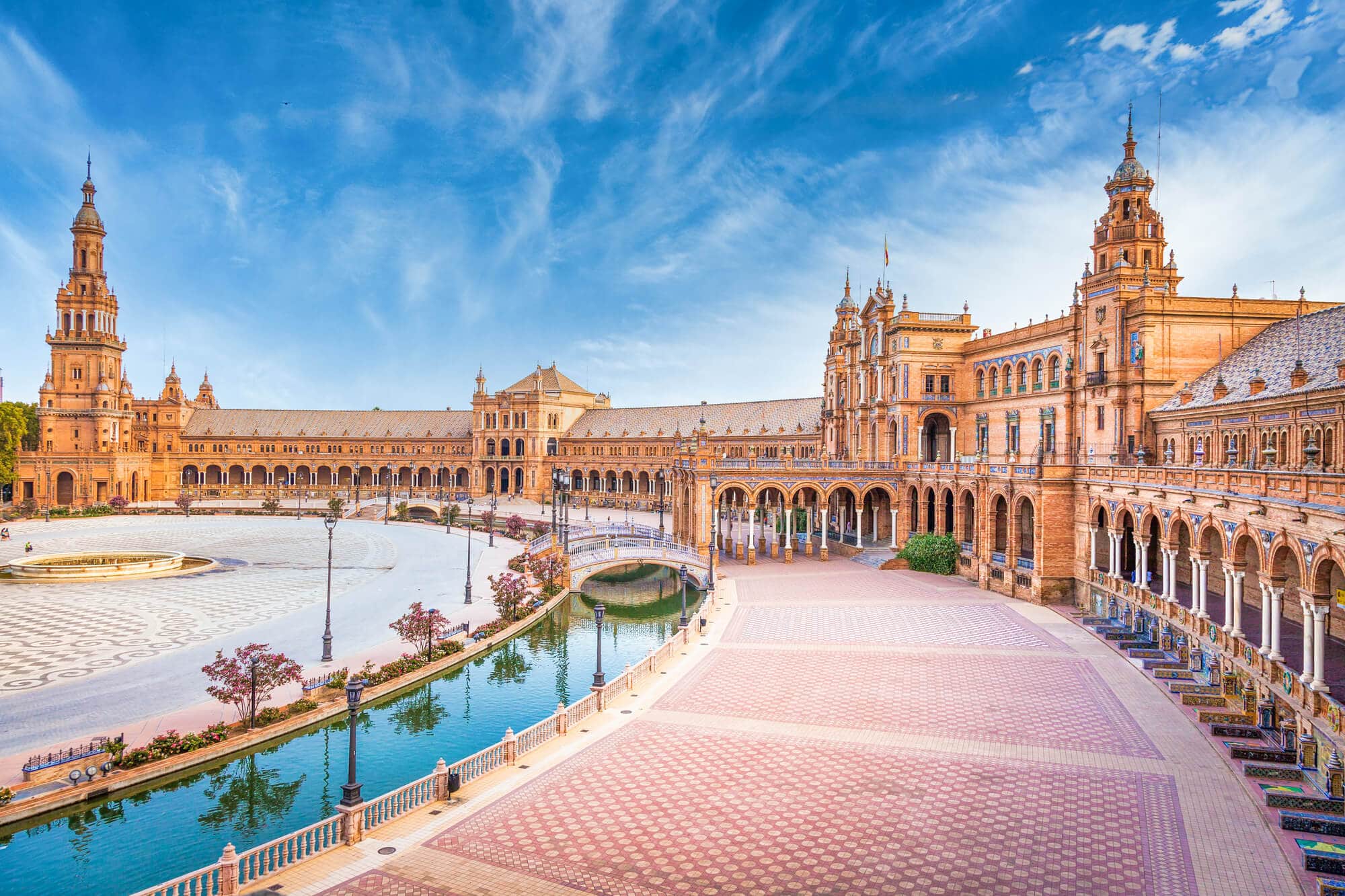 Spain quotes for Instagram - The beautiful and vast Plaza de España in Seville