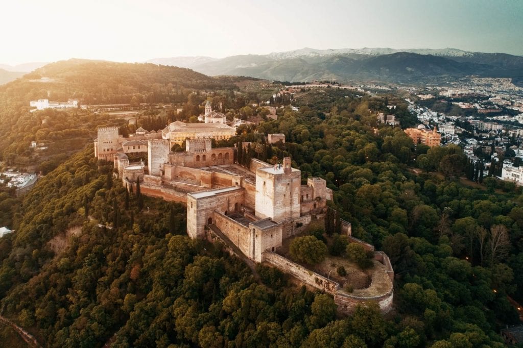 Spain quotes and puns for Instagram captions - Bird's eye view of the impressive Alhambra in Granada