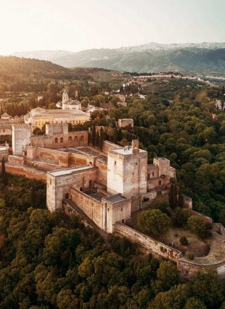 Spain quotes and puns for Instagram captions - Bird's eye view of the impressive Alhambra in Granada