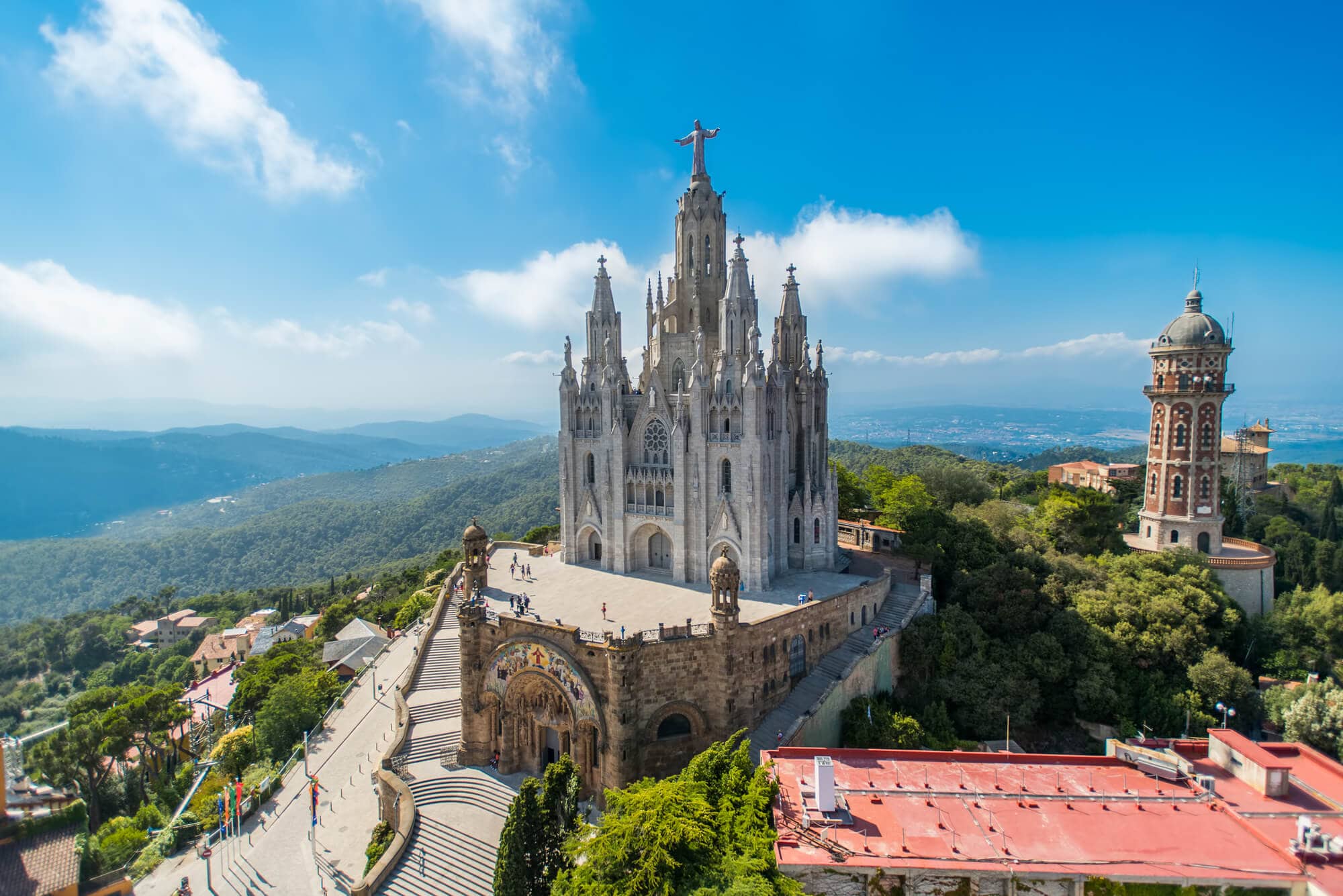 Sagrat Cor, a church on the summit of Mount Tibidabo i Barcelona, Catalonia