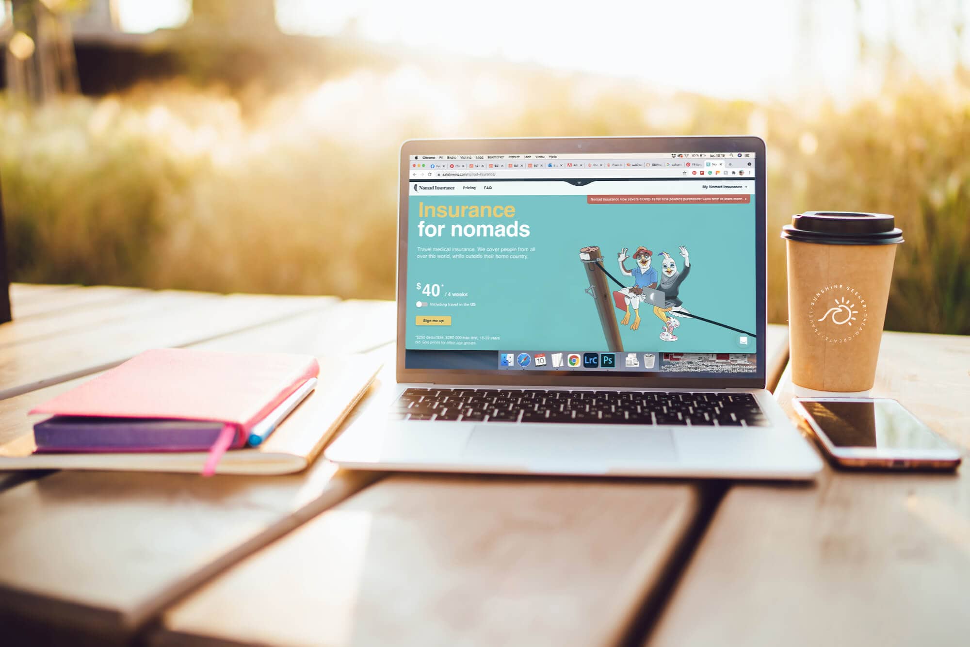 A look at the SafetyWing Nomad Insurance website - A travel insurance you can buy even when you're already abroad.