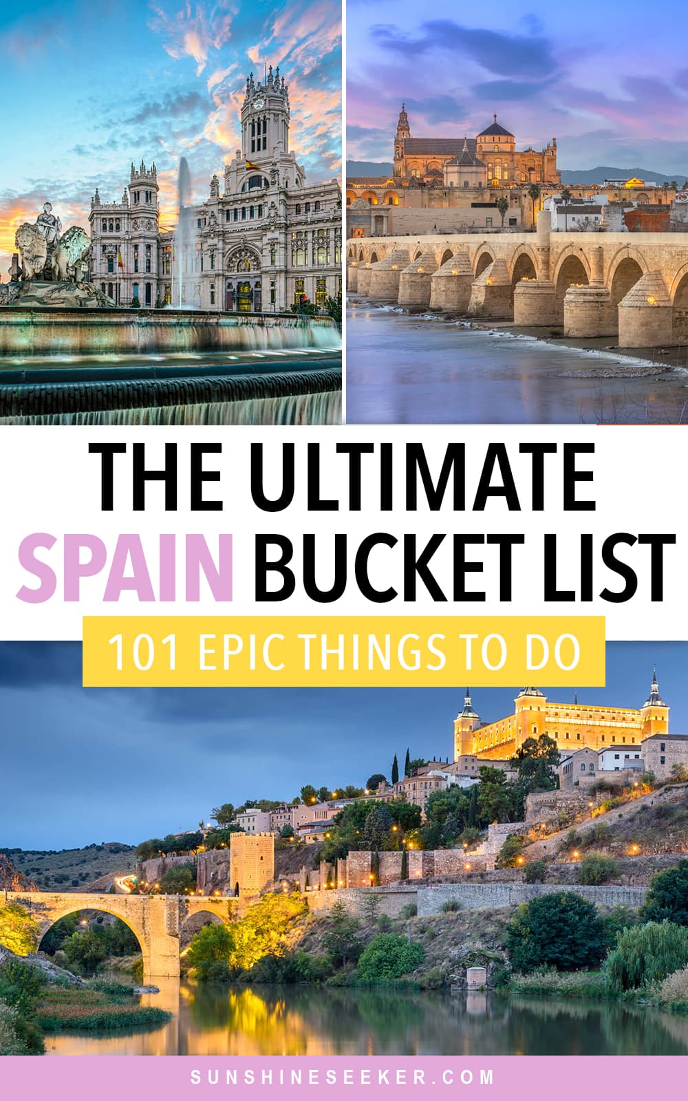 The Ultimate Spain Bucket List. From Cordoba to Barcelona and Murcia to the Cíes Islands - Here are 101+ of the top things to do and places to see in Spain I Spain Travel I Top things to do in Spain