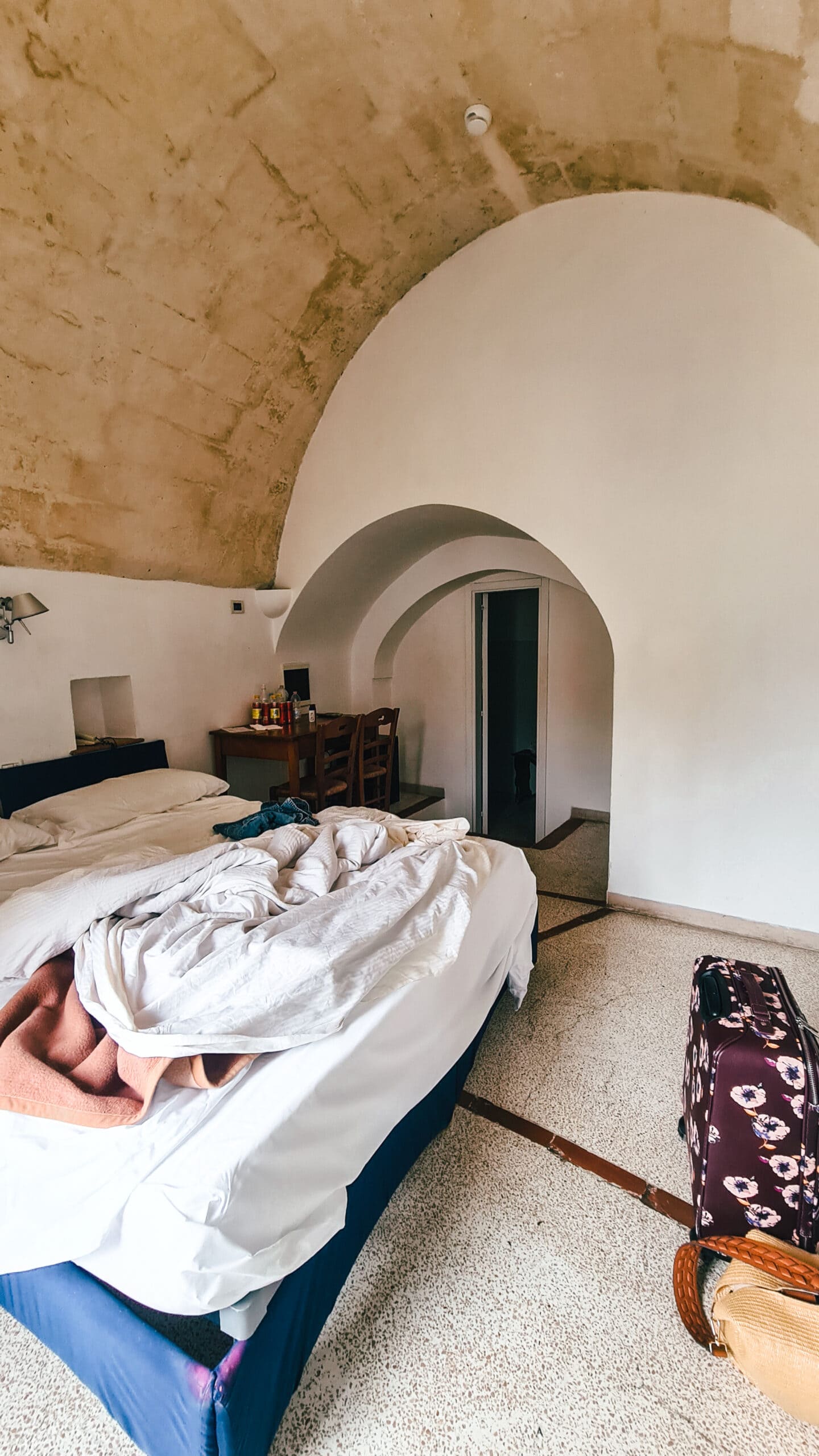 Inside the cave room at Hotel Sassi - The best hotel view in Matera