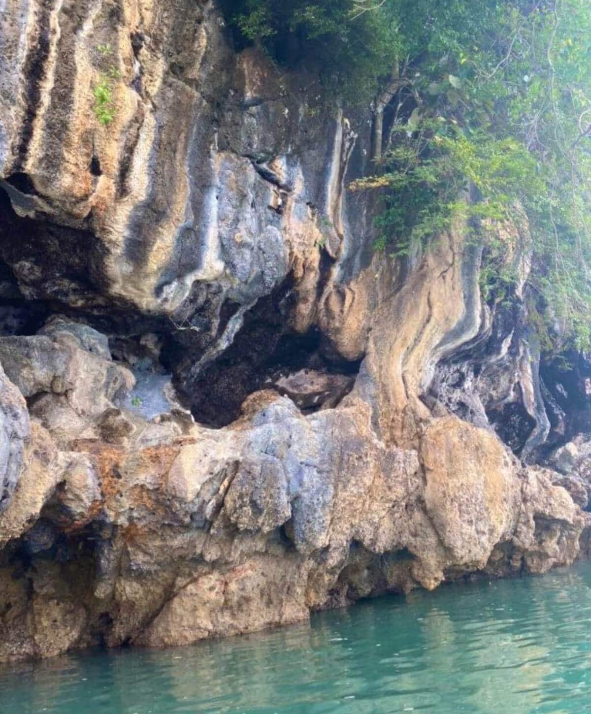 Kayaking on green water among the cliffs and mangroves, during one of the besr guided tours in Krabi, Thailand.