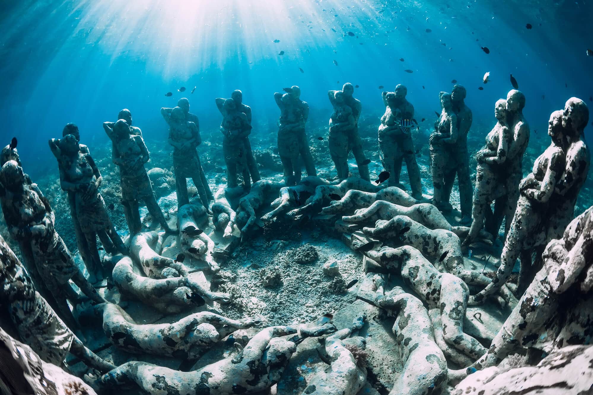 Underwater statues close to Gili Meno, the smallest of the Gili Islands.