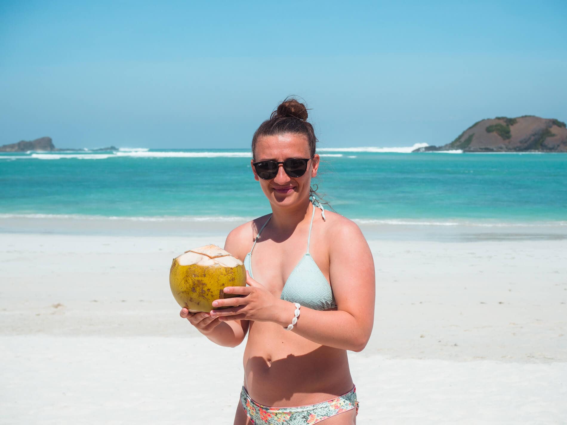 Drinking coconut at Selong Belanak Beach Lombok