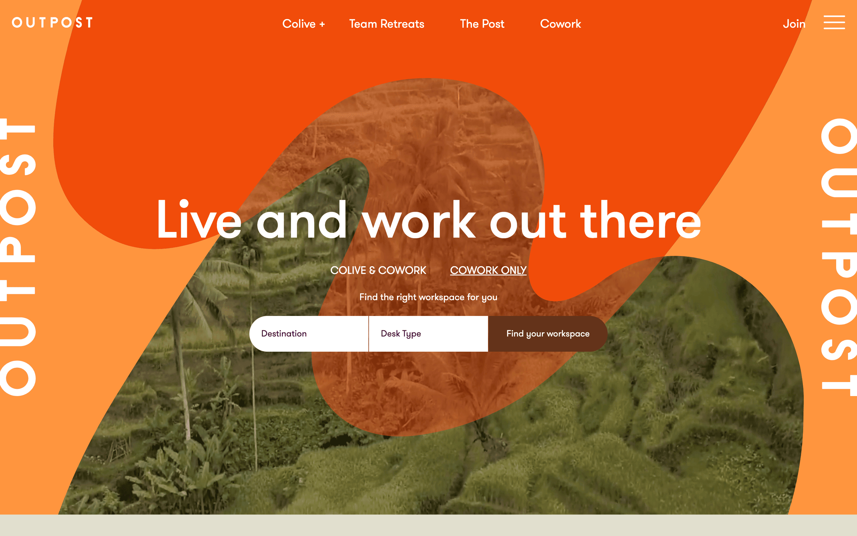 Best coworking spaces in Canggu - Screenshot of Outpost website