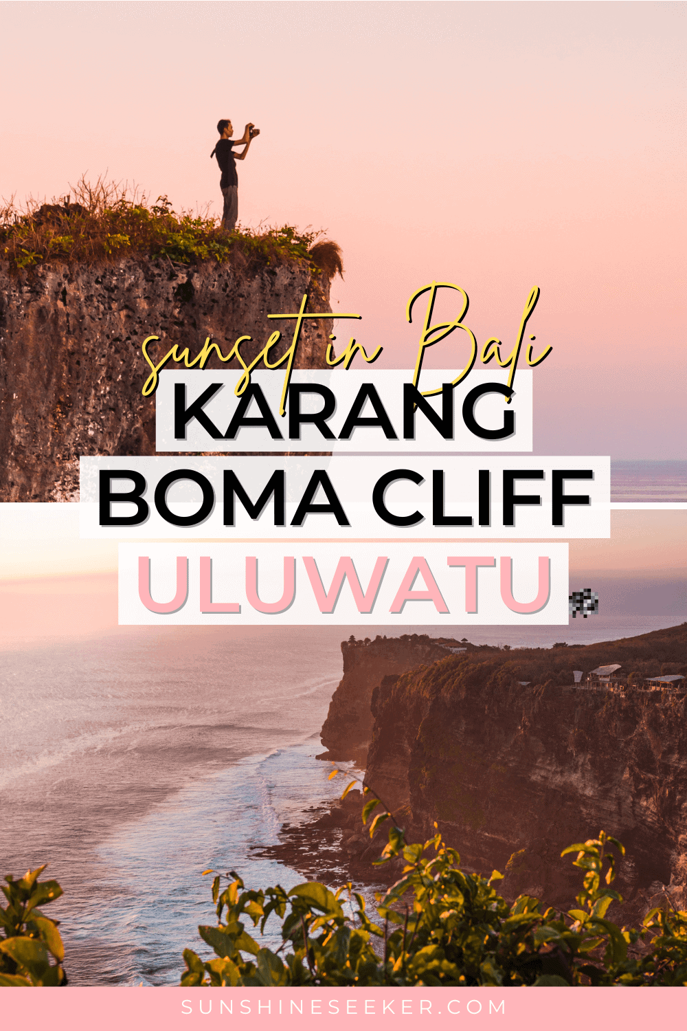Don't miss the incredible sunset viewpoint Karang Boma Cliff in Uluwatu, Bali. How to get there, what to expect + photography tips. Karang Boma Cliff, the best sunset in Uluwatu.