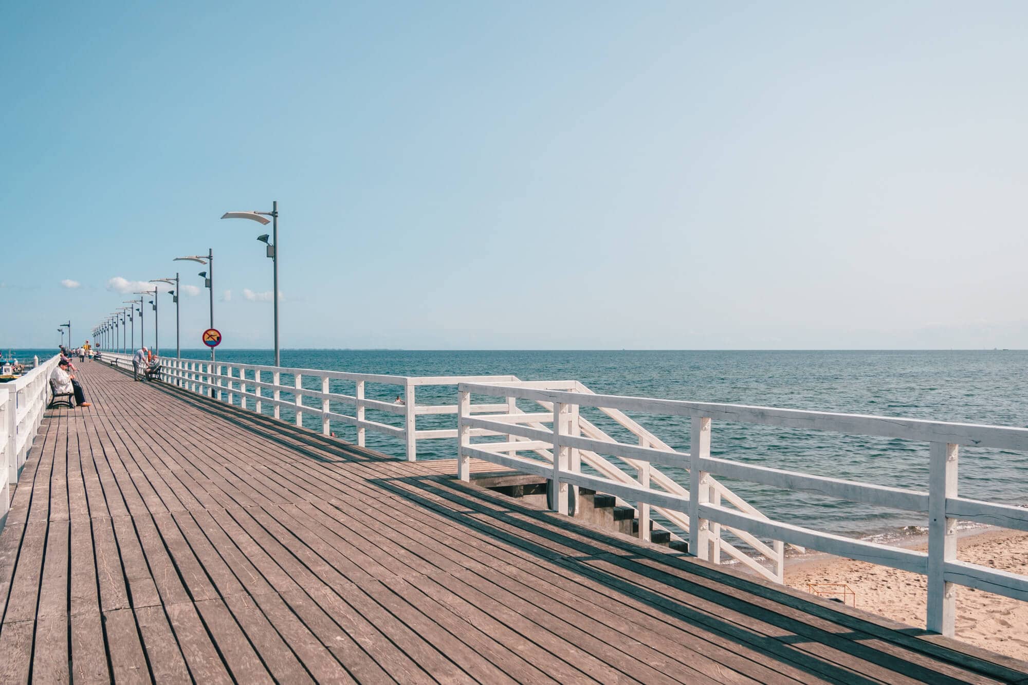 The famous Sopot Pier on a sunny day with blue skies, the perfect day trip from Gdansk.