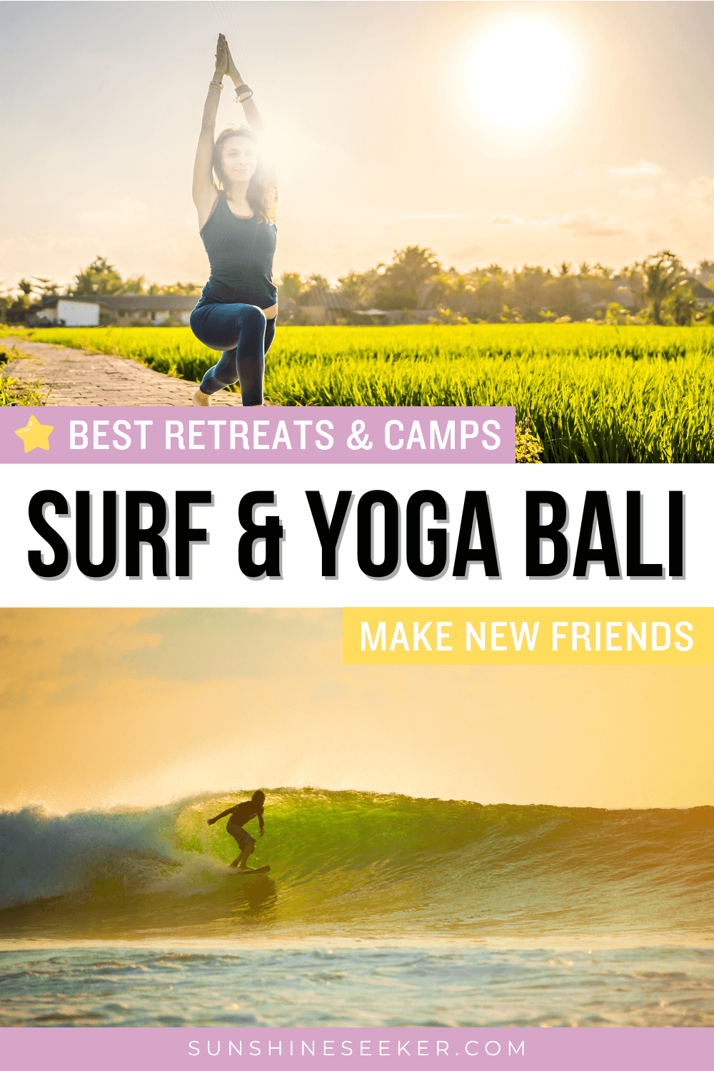 Are you looking for the best surf and yoga retreats in Bali? I have compiled a list of surf and yoga retreats and camps in Bali that caters to every level - from beginner to advanced. Bali truly is the perfect place to learn to surf and practice yoga!