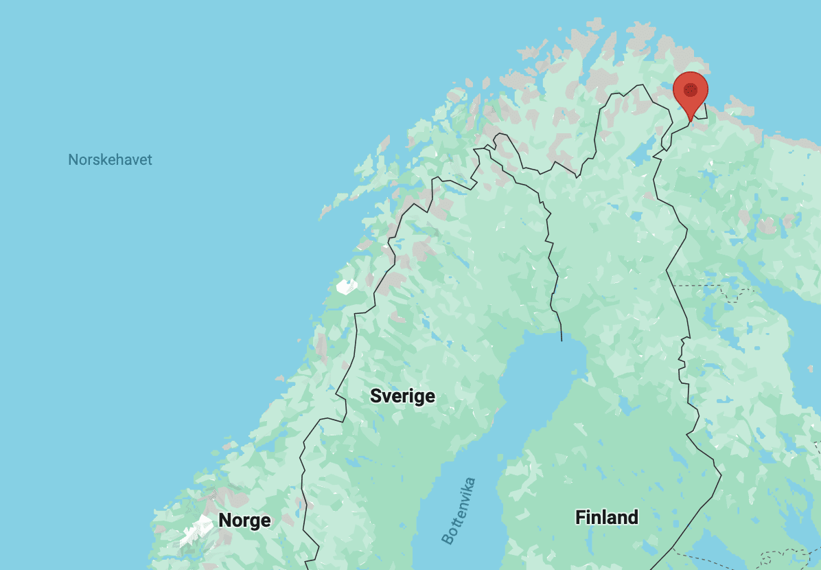 Screenshot of Google maps fun fact, Norway is further east than all of Finland.