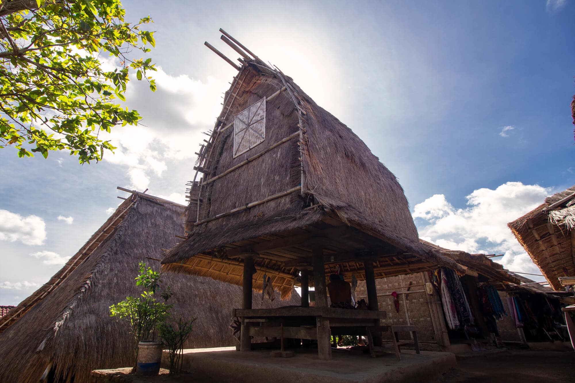 Traditional house made from bamboo and straw on stilts in Sade Village, one of the top things to do on Lombok.