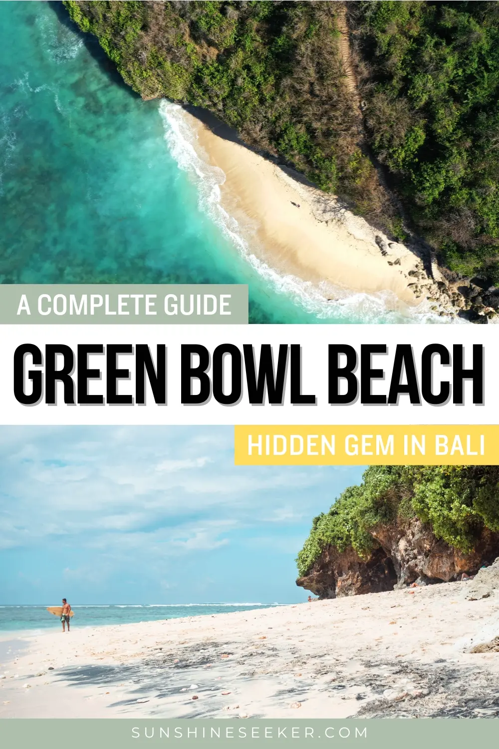 Don't miss Green Bowl Beach while in Bali. It is one of the best surf spots in Uluwatu and a great spot for photos. Click through for a complete guide on how to get to Green Bowl Beach, the best time to visit and what to expect.