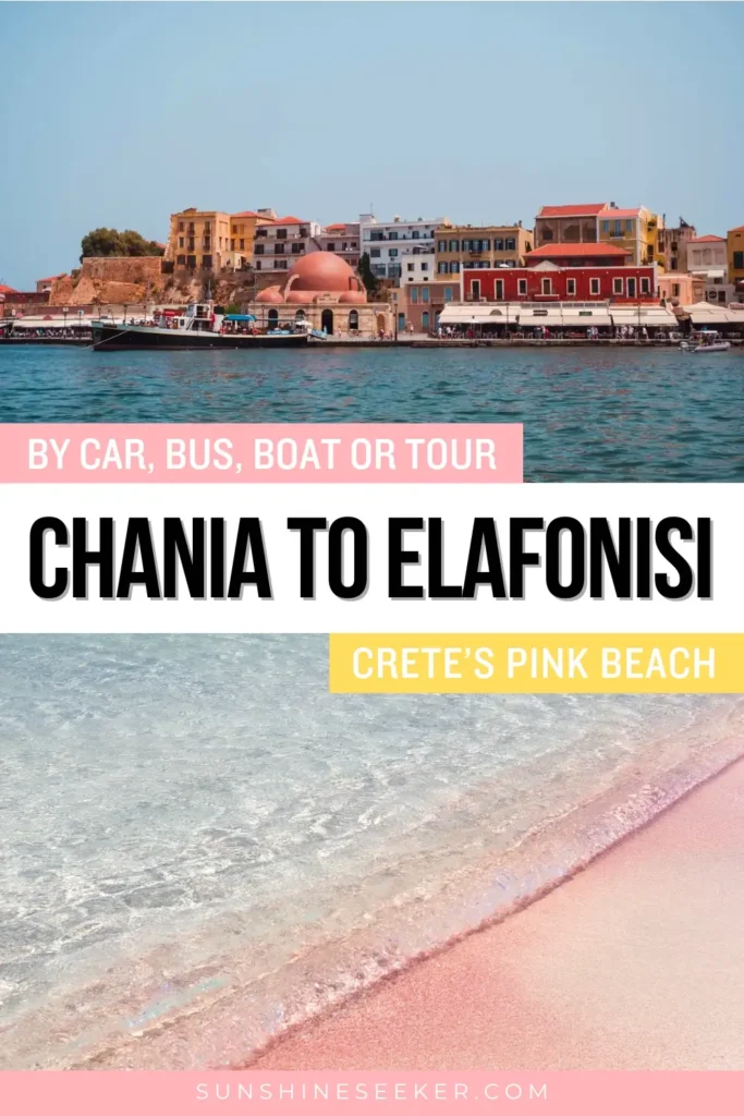 Chania to Elafonisi Beach transportation guide. How to get there by car, bus, taxi or organized tour. How to best get from Chania to Elafonisi in Crete.