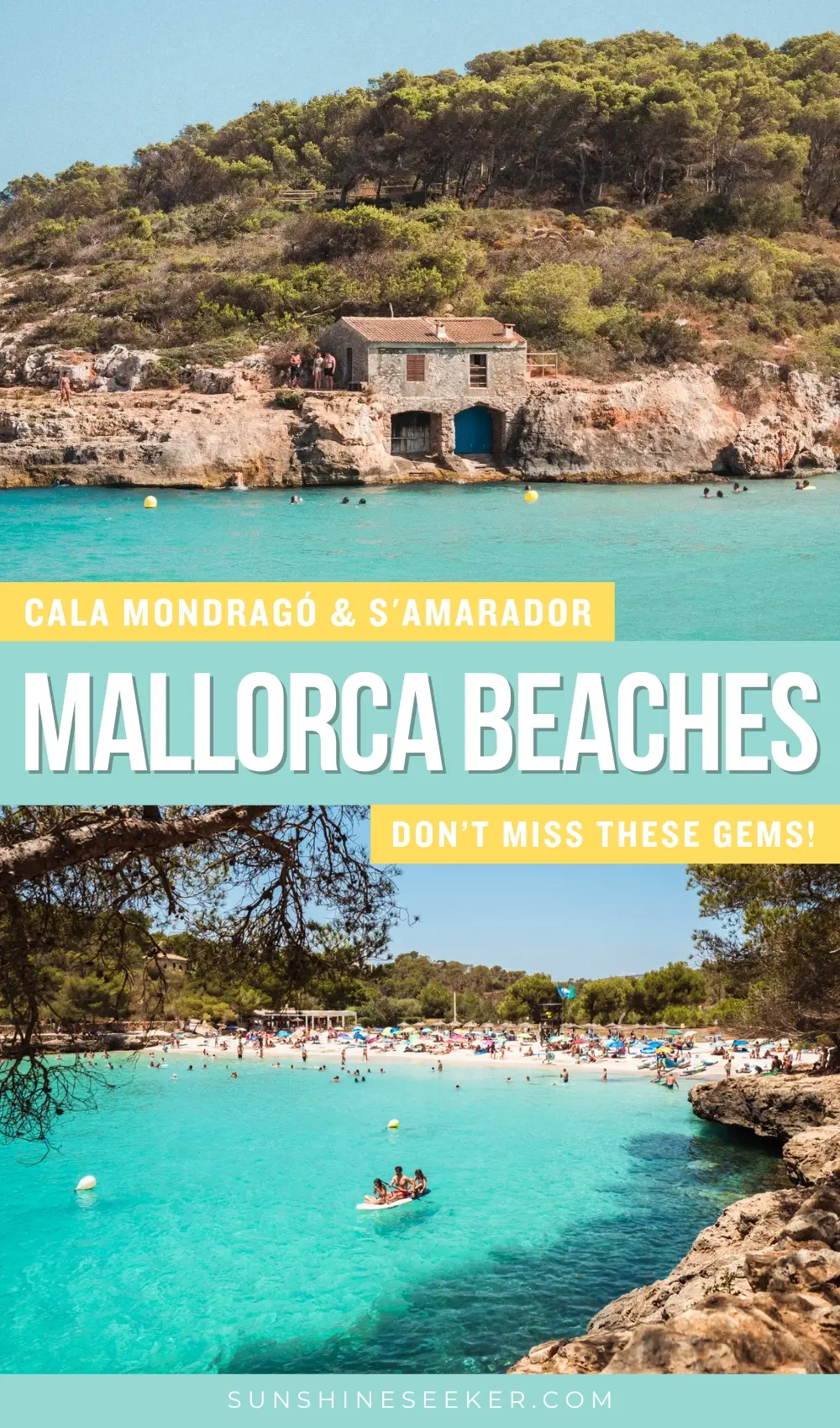 Click through for a complete guide to two of Mallorca's best beaches - Cala Mondrago and Cala S'Amarador in Mondrago Natural Park. Don't miss these gems on the southeast coast of Mallorca.