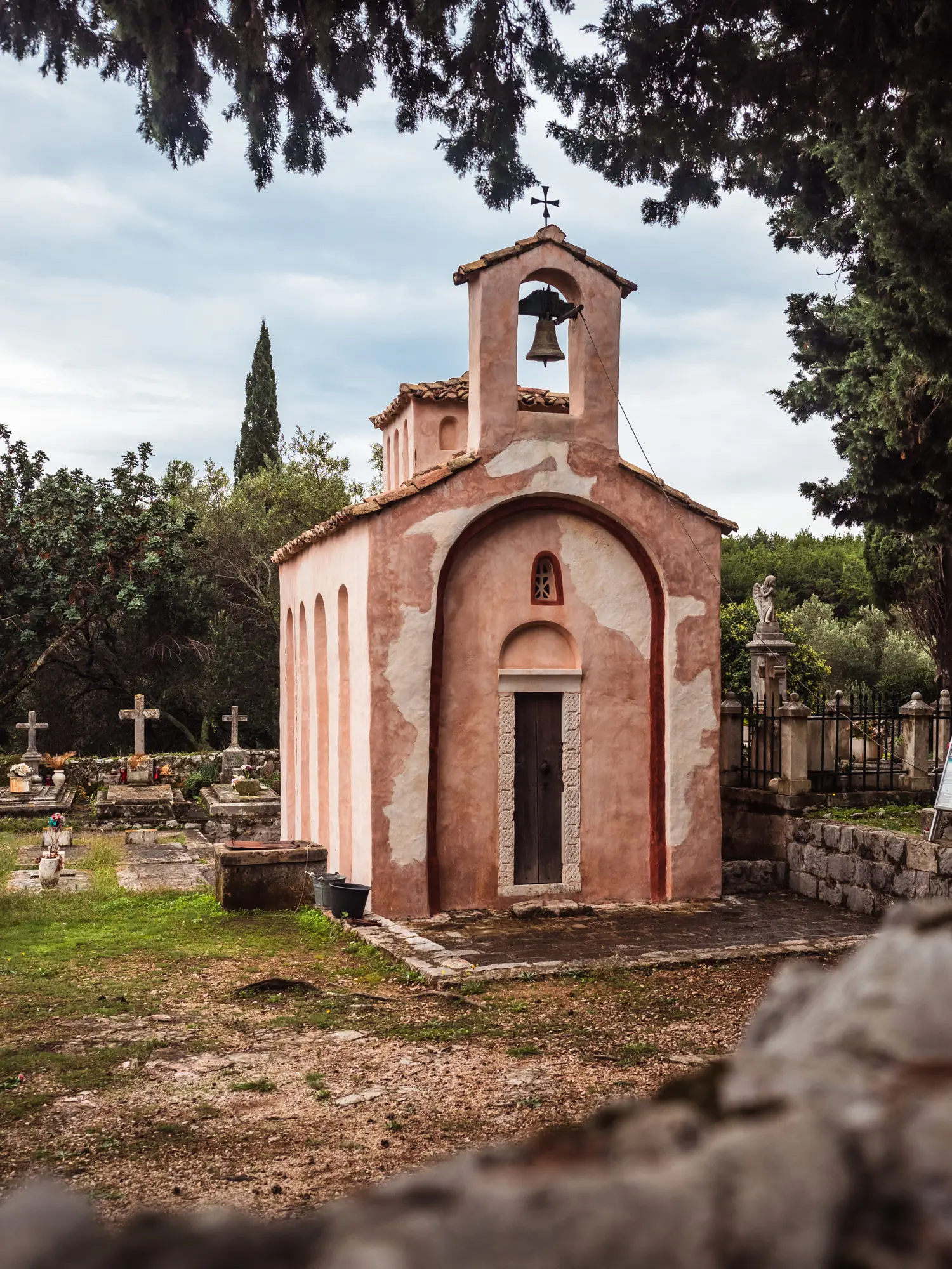 Small and historic St. Nicholas Church with a tiny bell on Kolocep Island, close to TUI BLUE Kalamota Island Resort Dubrovnik.