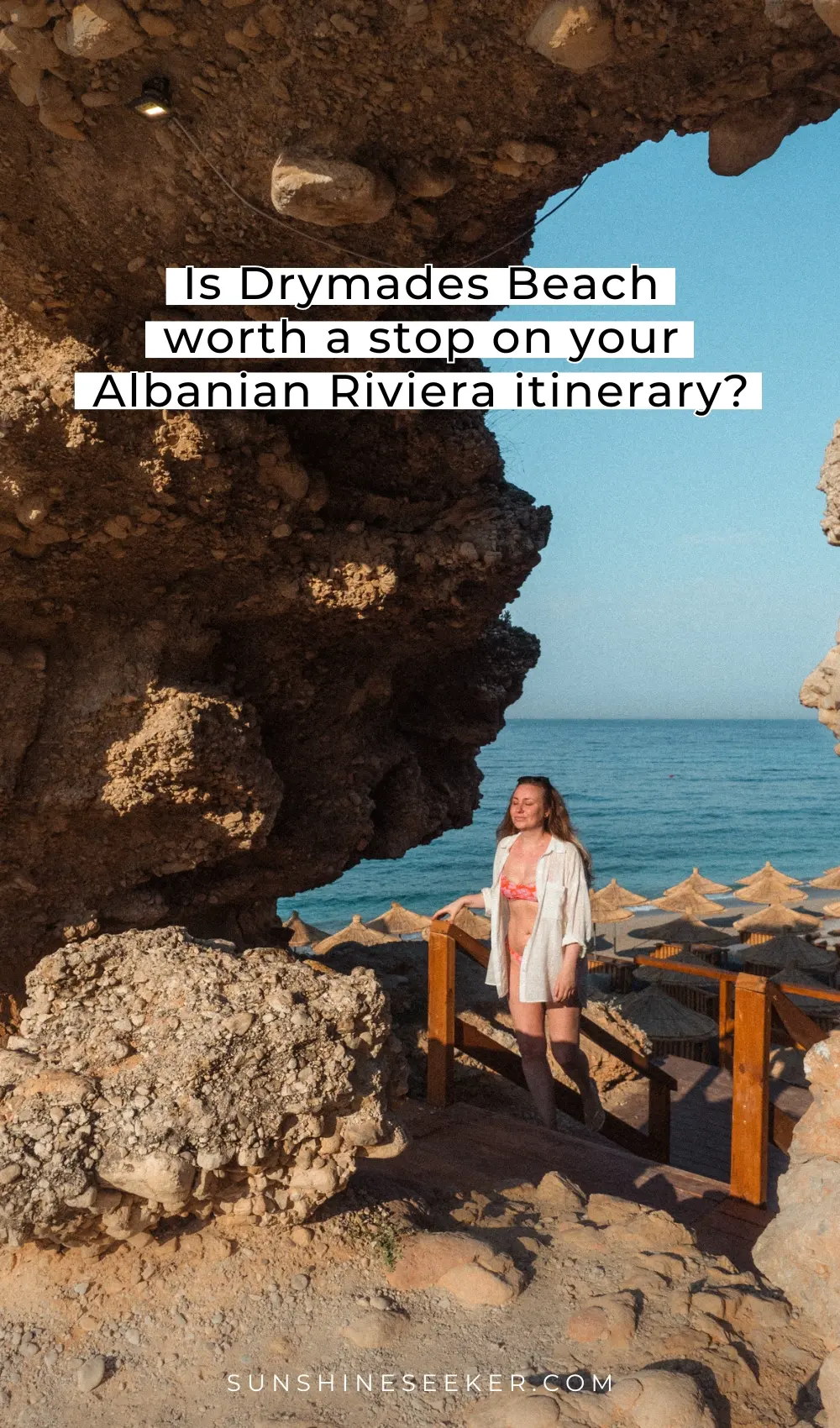 Is Drymades Beach worth a stop on your on your Albanian Riviera itinerary? Everything you need to know - The best beach clubs, bars, hotels and restaurants at Drymades Beach close to Dhërmi in Albania.