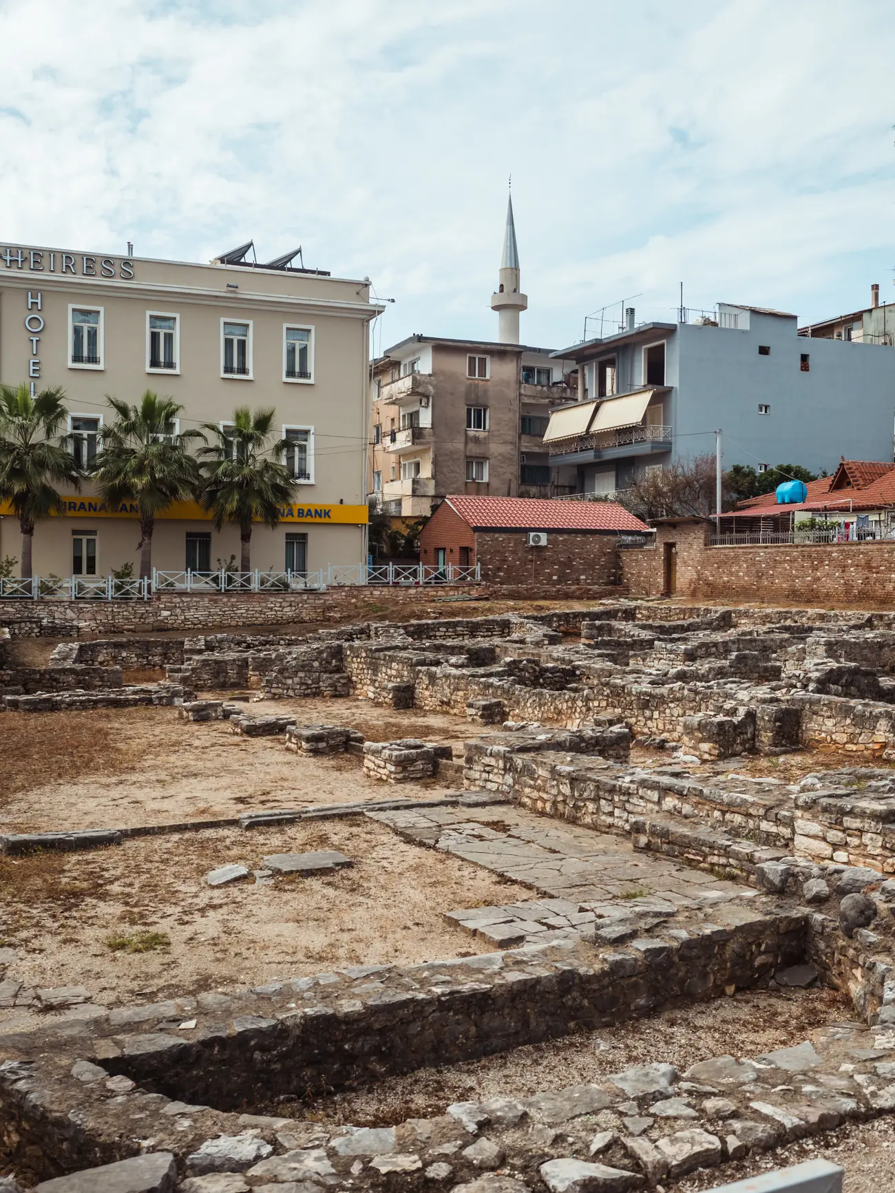 Area of ruins of a synagogue and basilica in the center of Saranda Albania.