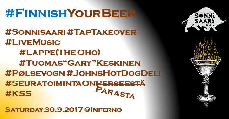 FinnishYourBeer – Sonnisaari Tap Takeover Party lauantaina 30.9.