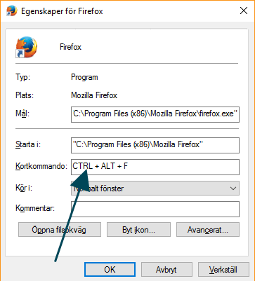 Skapa genväg