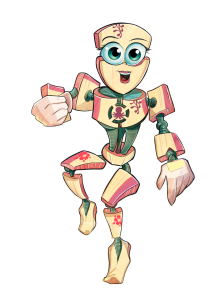 Robot Superhero Curly from "The Amazing Surfbots"