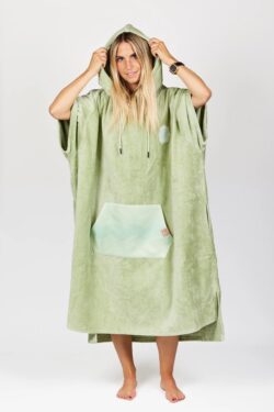 HIGH-END PONCHO – 100% COTTON  TENDER GREEN