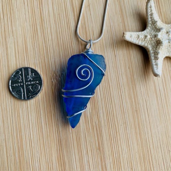 Rare Blue Beauty Sea Glass Necklace - Image 3