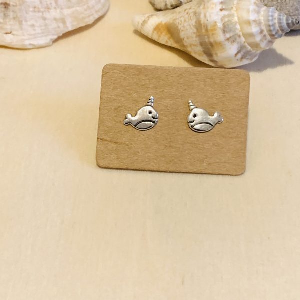 Sterling Silver Happy Whale Earring Studs