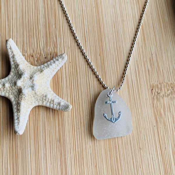 Anchor Sea Glass Sterling Silver Necklace - Image 2