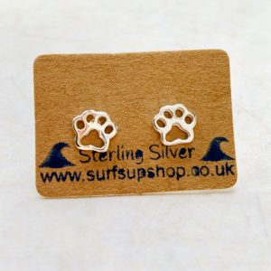 Sterling Silver Paw Print Ear Studs
