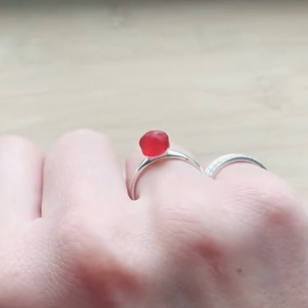 Rare Red Sea Glass Sterling Silver Ring - Image 4