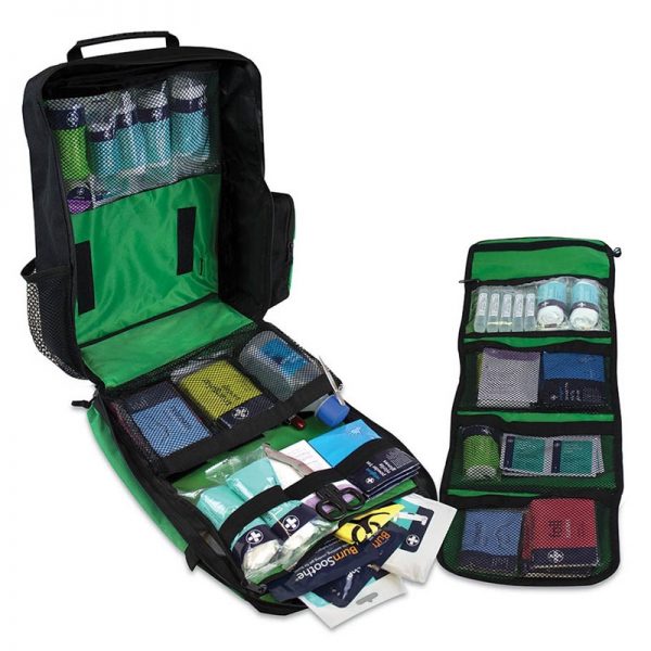 A fully equipped First aid trip kit backpack internal construction