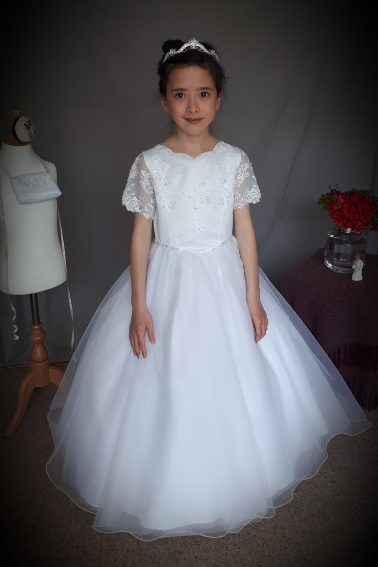 Girls First Communion Dress with Sleeves – Mia Bambina Boutique