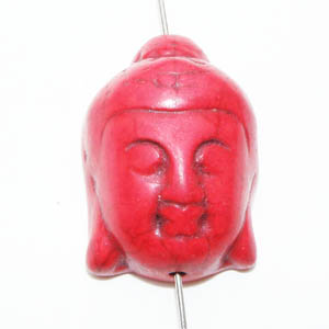 Syntetisk turkos buddhahuvud röd 30×20 mm