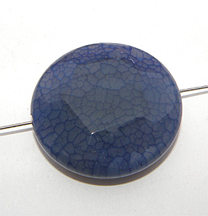 Färgad blå krackelerad, facetterad agat coin 35 mm