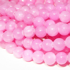 Färgad marmor stark rosa slät rund 6 mm