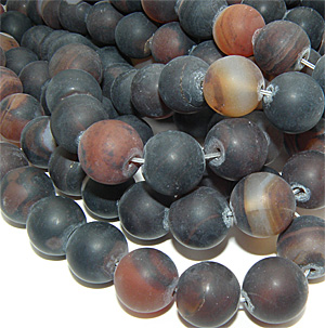 Färgad agat svart och röd slät rund 14 mm