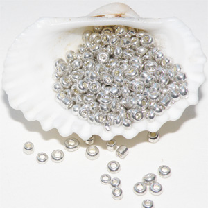 Glaspärla silver 2 mm, 10 gram
